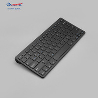 Keyboard USB Nirkabel BT-001A Baru Siap Kirim, Ukuran Mini Desain Tipis Warna Hitam Tombol Scissor Tata Letak Inggris Kotak Coklat Polos