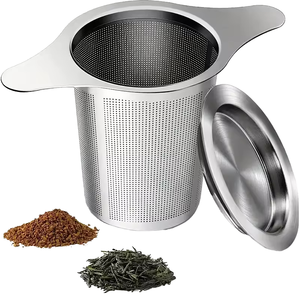 Portable 304 Grade Food-Grade <b>Stainless</b> <b>Steel</b> Tea Infuser with Eco-Friendly Lid Fits Mugs Cups <b>Teapots</b> - Product Image 1