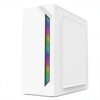 Casing Komputer ATX Mid Tower Putih 0.4mm SPCC Strip RGB Panel Samping Kaca 3mm TDW205W
