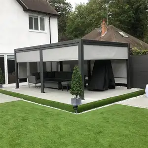 Lower Price Modern Pergola Motorized Louver Pergola Adjustable Louver Roof Garden Pergolas For Outdoor 6x3 M With Led Lights