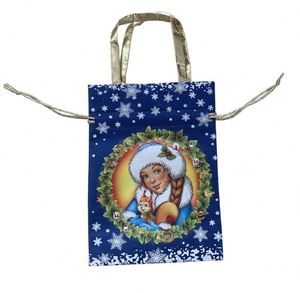 Sacs cadeaux de Noël personnalisés en non-tissé, sacs à bonbons russes - Product Image 1