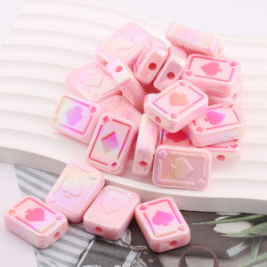 25mm Mignon Carré Acrylique Coloré Coeur Perles Creative Poker Carte Conception pour DIY Stylo Faire Cadeau Accessoires - Product Image 6