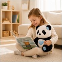 Panda en peluche avec cœur LED pour enfants, tout-petits, enfants d'âge préscolaire, familles