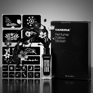 Kit d'autocollants de tatouage parfumés VANERIA, encre de tatouage temporaire parfumée avec pochoirs, art corporel longue durée, marque privée, DIY, 7g - Product Image 3