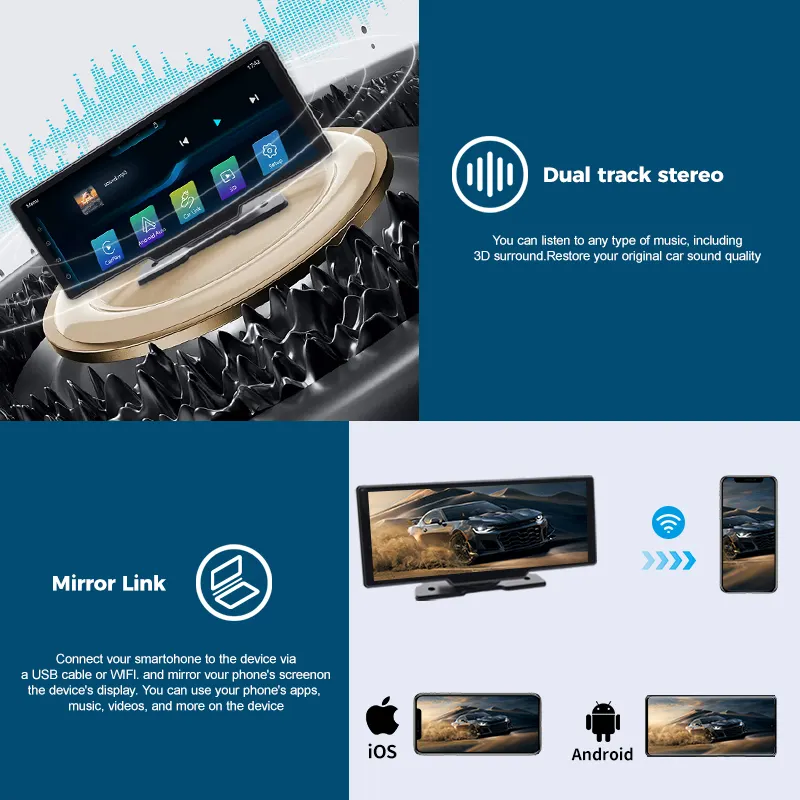 Maustor Carplay Car DVD Player com tela IPS para Android 10.26 Polegadas Suporta WiFi/BT/TF Cartão Multimídia para Rádio de Carro