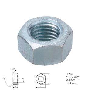 Dado esagonale zincato M5 DIN934 Grado 6.0 - Product Image 1