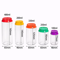 Bocaux à bonbons en forme de canette de cola de 100 ml, 200 ml, 250 ml, 330 ml, 480 ml, contenants en plastique personnalisables, bouteilles à bonbons avec couvercles de différentes couleurs