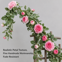 Guirnalda de Rosas Artificiales Long Branch para Decoración de Paredes, Bodas, Fiestas, Sesiones de Fotos de Celebridades y Adornos de Paisajes