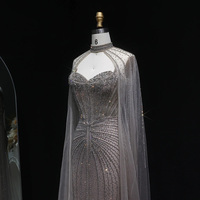Luxuriöses Kristall-Abendkleid in Salbeigrün mit Cape-Ärmeln, Lang, Pink, für Damen, Hochzeitsfeierkleider Lsz156