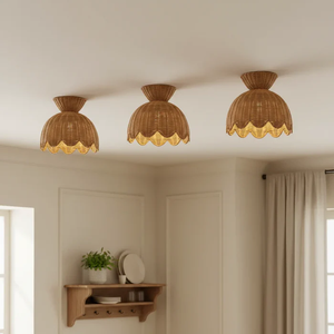 Lustre en <span class=keywords><strong>rotin</strong></span> en forme de <span class=keywords><strong>fleur</strong></span> sur mesure 2026, lampe suspendue en <span class=keywords><strong>rotin</strong></span>, <span class=keywords><strong>abat</strong></span>-<span class=keywords><strong>jour</strong></span> décoratif pour lampes de plafond - Product Image 3