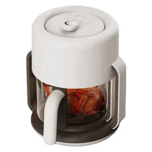 Atacado 1200W 4.5L Botão Air Fryer Vidro Pot Visual Torradeira Forno Óleo De Vidro Livre Fritadeira Profunda