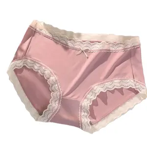 Women Seamless Panties Silk Mid Waist Underwear For Female Girls