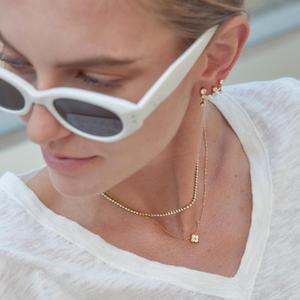 Collana J&D Jewelry con Catena Tennis Stratificata in Acciaio Inossidabile Placcato Oro 18K e Ciondolo a Fiore con Zirconi per Donne - Product Image 3