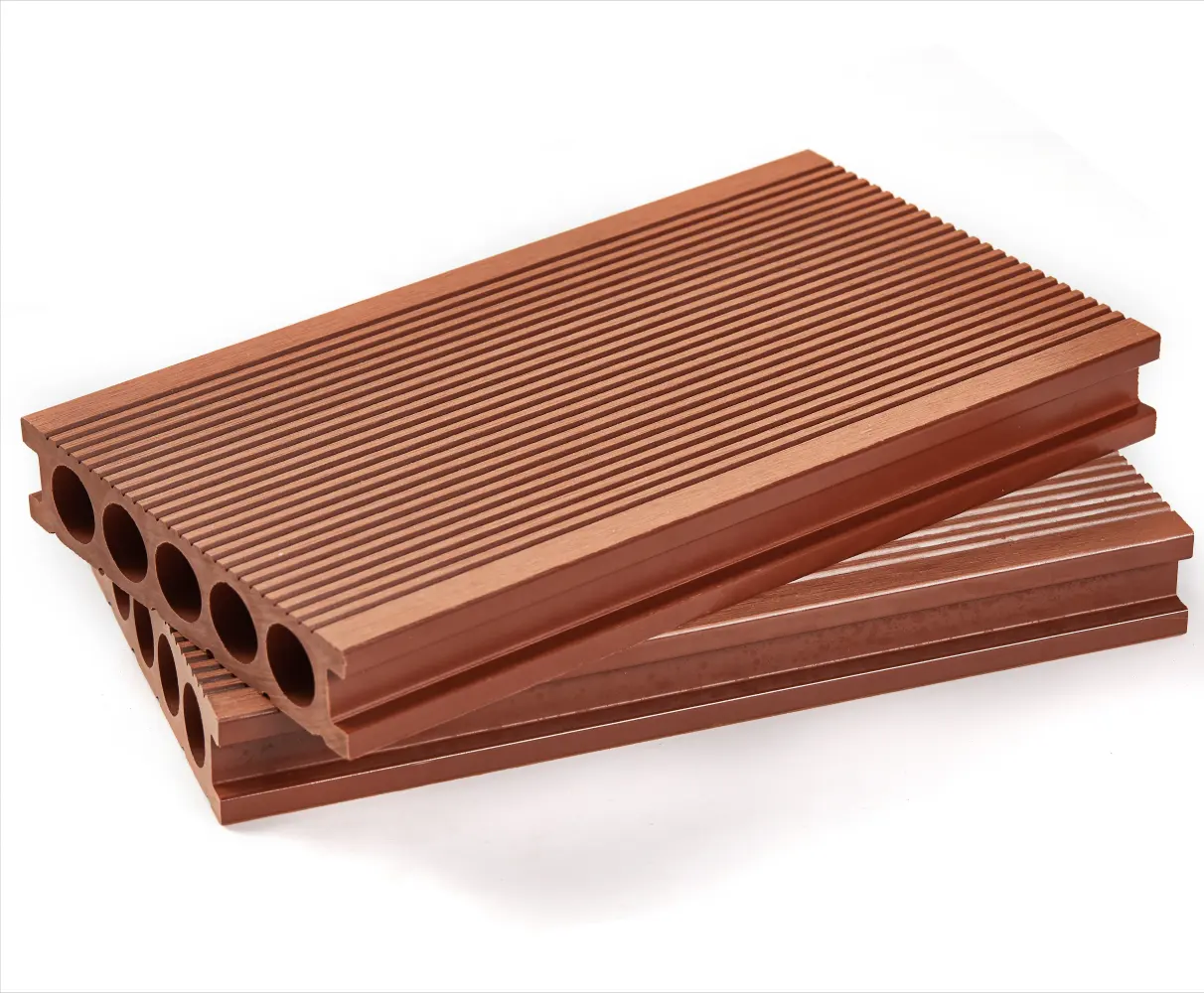 Китайский Высококачественный новый деревянный пластиковый композитный двухсторонний слот с круглыми отверстиями для наружного напольного покрытия