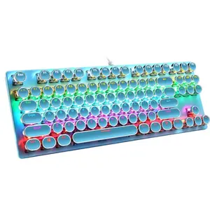 Full size retro T12 mechanical keyboard usb multimedia rechargeable waterproof mechanical gaming Wired keyboard
