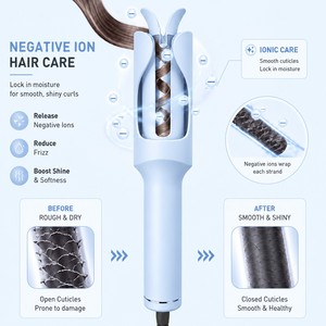 Torlin Custom Tenacillas Para Rizar Sky Blue Automatic Hair Curler Negative Ions PTC Heater Rotating Curling Iron Tight Rolls - Product Image 4