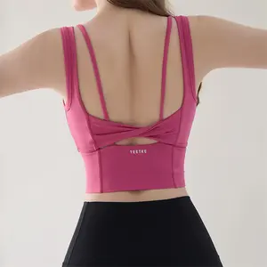 2024 nuove donne che corrono top sportivi da donna con cinturino imbottito reggiseno sportivo Yoga con coppe rimovibili