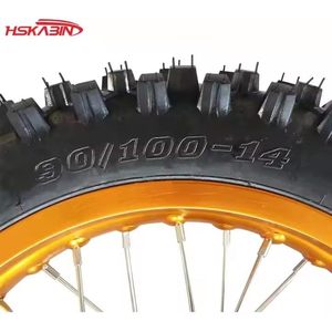 Jantes en alliage d'aluminium jaunes de 14 pouces avant et arrière avec pneus à 36 trous pour motos tout-terrain, accessoires de moyeu à tambour, indice de charge 55 - Product Image 6