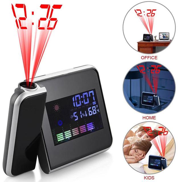Home Color Screen LCD Backlight Projection Snooze Alarm Clock Creative Clock Table Morning Clock