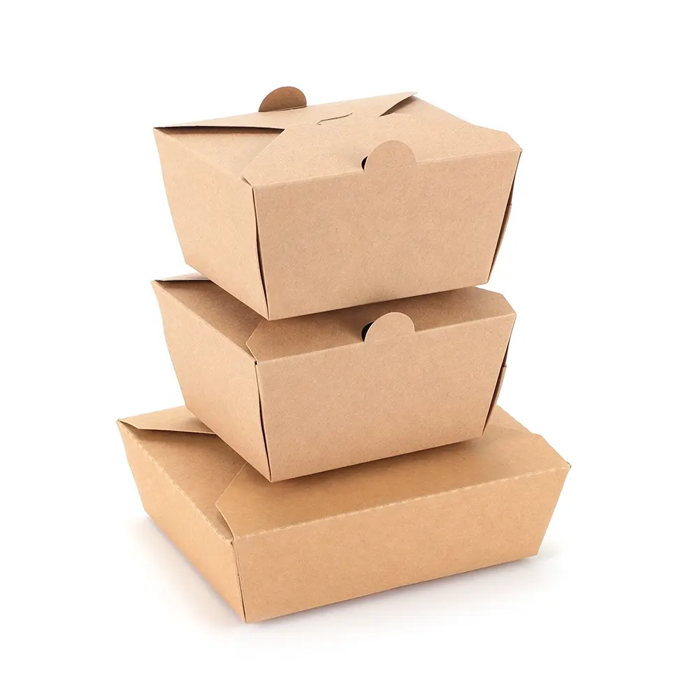 Op Maat Gemaakte Wegwerp Kraft Food Pack Voor Restaurant Take Away Box