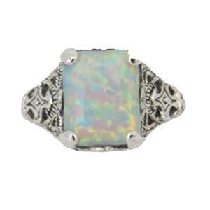 Women's Geometric <b>Opal</b> <b>Ring</b> <b>Silver</b> Prong Setting Party Jewelry Fashion <b>Rings</b> - Product Image 3