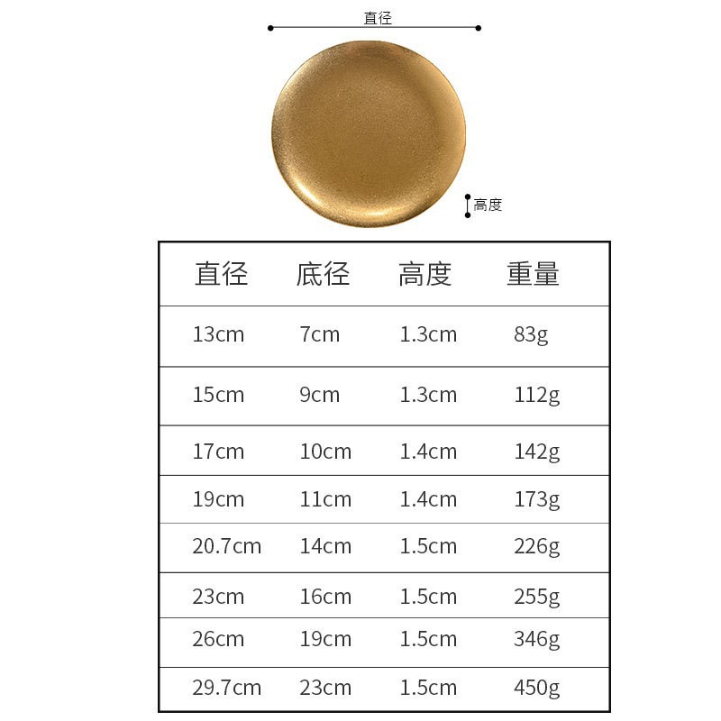 Borderless round plate (vintage gold)