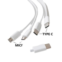 Cable de carga USB/USB C de 1M 1 a 4 con 2 conectores Micro USB tipo C 2 X para teléfonos inteligentes e impresoras