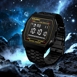 Montre numérique de luxe carrée avec <span class=keywords><strong>boussole</strong></span>, azan, phase lunaire, acier inoxydable, direction de <span class=keywords><strong>la</strong></span> Qibla <span class=keywords><strong>pour</strong></span> les prières musulmanes - Product Image 6
