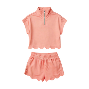 GSSO3376 Conjunto de Ropa de Verano para Niña Pequeña, Diseño Cian Sólido, Venta al por Mayor, Pijama de Manga Corta para Niña - Product Image 3