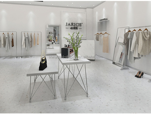 Tùy Chỉnh Hiện Đại Đơn Giản Vải Display Stands Vải Giá <span class=keywords><strong>Chrome</strong></span> Mạ Thép Không Gỉ Giá Cho Cửa Hàng Quần Áo - Product Image 4