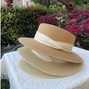 Sombreros de paja de tapa plana personalizados al por mayor sombrero de paja de papel de verano de alta calidad sombrero de paja visera de playa de verano GORRA DE PAJA - Product Image 4