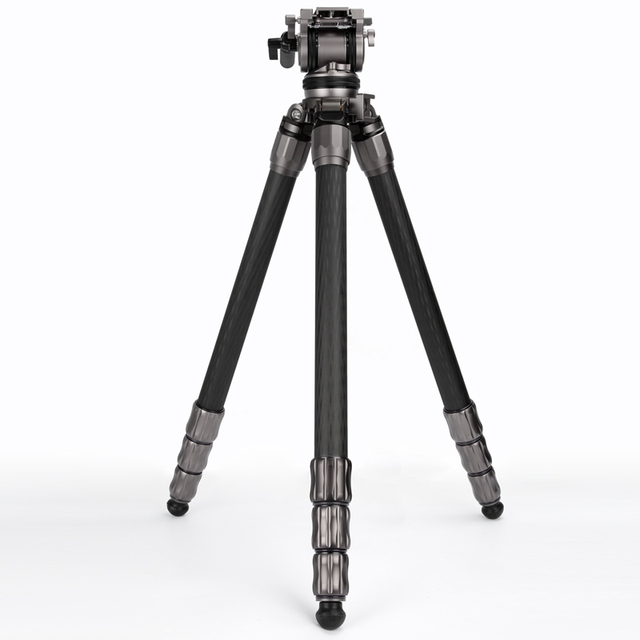 Pro Video Tripod Professional Heavy Duty Carbon Fiber Tripod with Dynamic Balancing Fluid Head