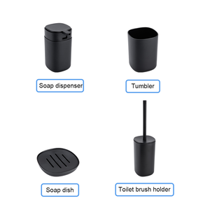 Ensemble <span class=keywords><strong>de</strong></span> <span class=keywords><strong>salle</strong></span> <span class=keywords><strong>de</strong></span> <span class=keywords><strong>bain</strong></span> 4 pièces en PS <span class=keywords><strong>blanc</strong></span> mat ou <span class=keywords><strong>noir</strong></span> mat avec finition originale pour un décor moderne <span class=keywords><strong>et</strong></span> élégant d'hôtel ou <span class=keywords><strong>de</strong></span> maison - Product Image 4