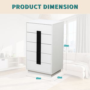 Cassettiera in legno bianco personalizzato comodino mobile per camera da letto soggiorno con 5 cassetti - Product Image 6