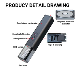 BaiFeng <b>Working</b> <b>Light</b> Led Rechargeable Battery Type C Charging Portable Black 50000 Hours Lifespan - Product Image 3