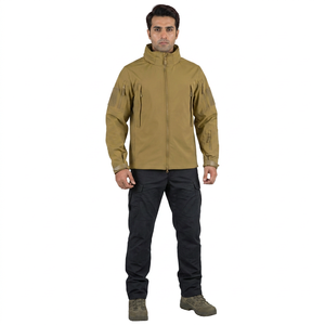 High Quality Custom Outdoor Men Hiking Fishing <b>Canvas</b> Softshell Waterproof Stand Collar Hooded Windbreaker Jacket for Women - Product Image 1