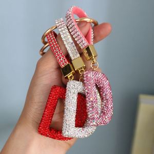 Llavero de Metal con Letras Inglesas de Cristal Colorido de Moda 2026, Llavero de Coche con Diamantes de Imitación, Juguete DIY - Product Image 1