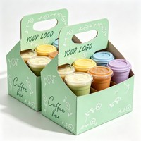 Support de Gobelets en Carton Écologique Bleu Gaufré pour Boissons à Emporter : Jus, Café, Thé, Soda, Vin, Bière, Tequila – Boîte de Rangement et Séparateur