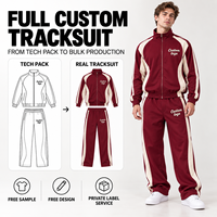 Survêtement personnalisé à rayures latérales avec fermeture éclair intégrale pour homme, veste en polaire et pantalon long, logo imprimé pour un usage quotidien décontracté