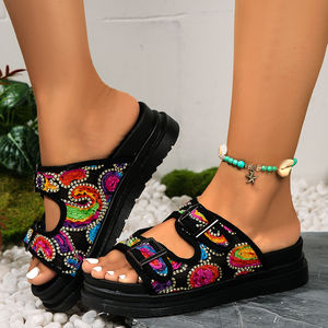 Sandalias de Playa Retro 2025 para Mujer, con Doble Hebilla, Coloridas, de Suela Gruesa y Ligeras - Product Image 4