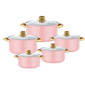 Bán buôn Cookware Set Chứng Khoán nồi 10 cái thép không gỉ nấu ăn chậu đồ dùng nhà bếp cảm ứng thịt hầm