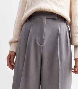 Pantalon décontracté plissé sur le devant pour femme, taille haute, coupe droite, respirant, écologique, en nylon/coton, grandes tailles, idéal pour l'été - Product Image 4