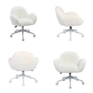 <span class=keywords><strong>Fauteuil</strong></span> de loisirs en fausse fourrure blanche mignonne CARLFORD pour l'extérieur et l'hôtel, chaise d'appoint pour salon avec chaise longue - Product Image 3