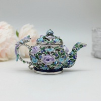 SHINNYGIFTS Boîte à Bijoux Vintage en Émail avec Libellule sur Théière, Peinte à la Main, Ornée de Cristaux, à Charnières