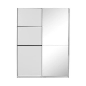 Armoire en bois blanche, fine et durable, avec 2 portes coulissantes, 1 tringle à vêtements et 4 étagères, idéale <span class=keywords><strong>pour</strong></span> la maison, l'appartement ou la chambre. - Product Image 2
