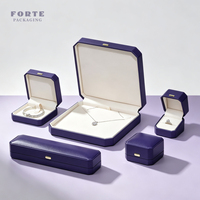 FORTE Coffrets à bijoux de luxe en cuir souple, forme octogonale, pour bagues et boucles d'oreilles, couleur violet, avec logo personnalisé