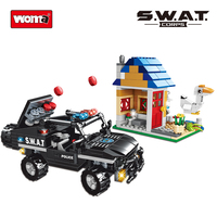 WOMA TOYS 2023 Briques éducatives DIY Modèle 3D Ville Police Chasse illégale SWAT Voiture en plastique Petit bloc de construction Jouet DIY Set