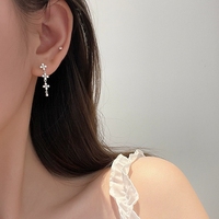 0573 Blumen-Quasten-Ohrstecker für Damen S925 Sterling Silber Schlicht und Modisch Vielseitig Luxuriöse Hochwertige Ohrringe