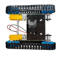 Kit Robot Tank Kendali Jarak Jauh 2.4G DIY Edukasi Anak Rakitan Sendiri Bahan Plastik ABS Hitam/Biru Termasuk Baterai AA/9V