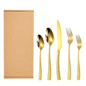 Juego de Cubiertos de Acero Inoxidable de 20 Piezas, Estilo Occidental Martillado, Juego de Regalo - Product Image 2